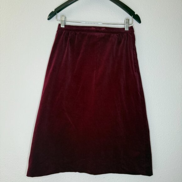 PRICE FIRM Vintage 70s The Rogue Maroon Velvet Pencil Skirt | Size Small - Picture 4 of 8
